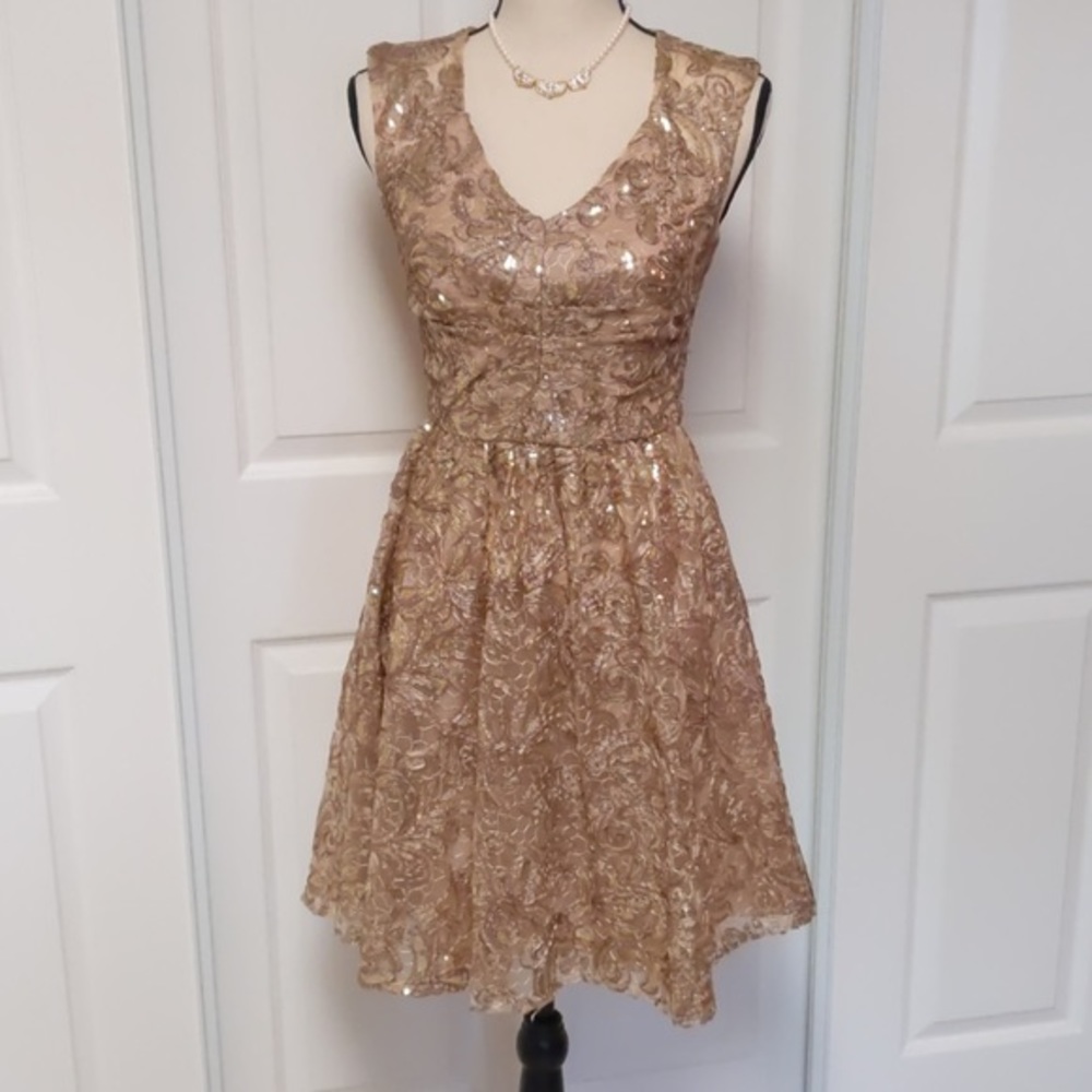 Decode 1.8 Gold and Champagne Cocktail Dress